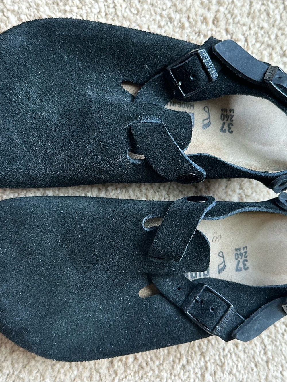 Birkenstock Black Suede Gizeh-Style Mules